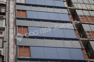 Монтаж вентилируемого фасада в жилом доме в Челябинске по ул. Курчатова. Фото 1