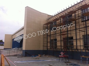 Монтаж вентилируемого фасада в зоне прилета аэропорта Баландино